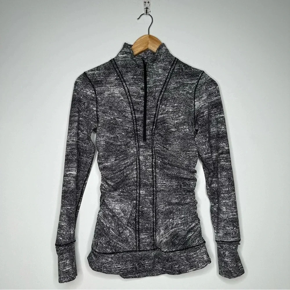 Lululemon Cypress Kiss Half Zip in Rush Jacquard Black White Size 6 - Picture 3 of 15